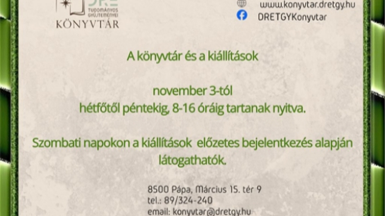 Nyitvatartás 2025.novembertől
