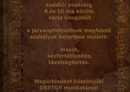 Nyitvatartás augusztus 25-től
